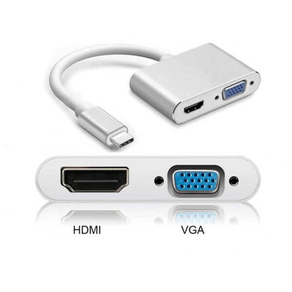Convertisseur, Hub USB Type-C Vers HDMI, VGA