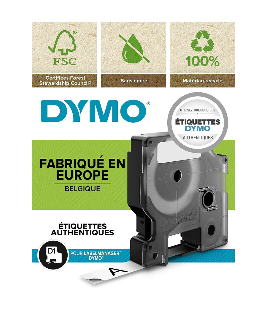 Ruban Etiquette Dymo D1 Noir sur Blanc/ Couleur – Image 2